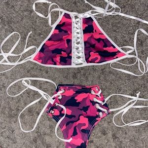 NEVER WORN PINK CAMO RAVE OUTFIT